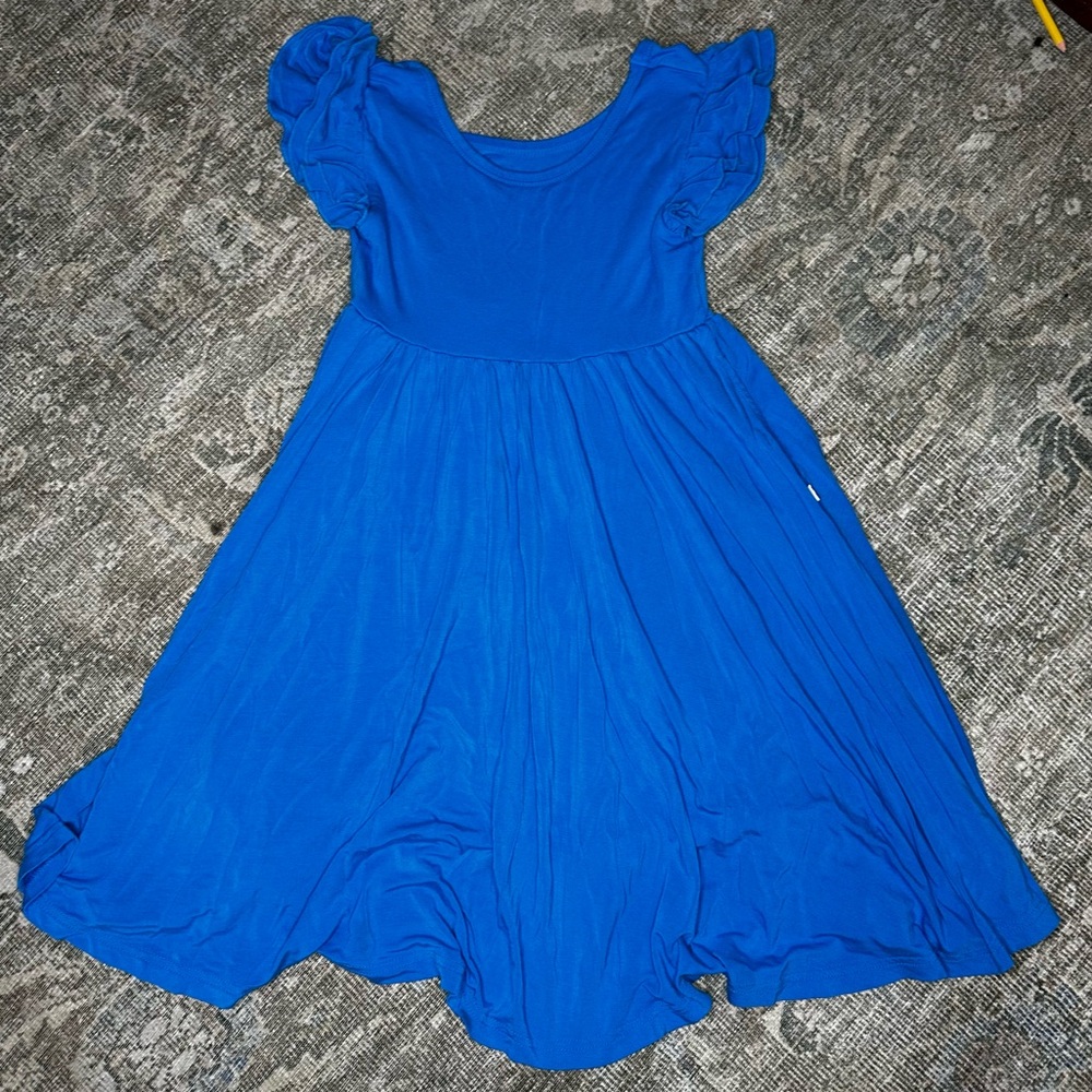 Little Sleepies Play Twirl Dress Flutter Sleeves Royal Blue Size 8